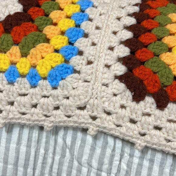 Granny Square Vintage Throw Boho Colors Brown, Rust, Cream & Gold - Picture 10 of 10